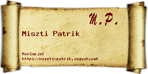 Miszti Patrik névjegykártya
